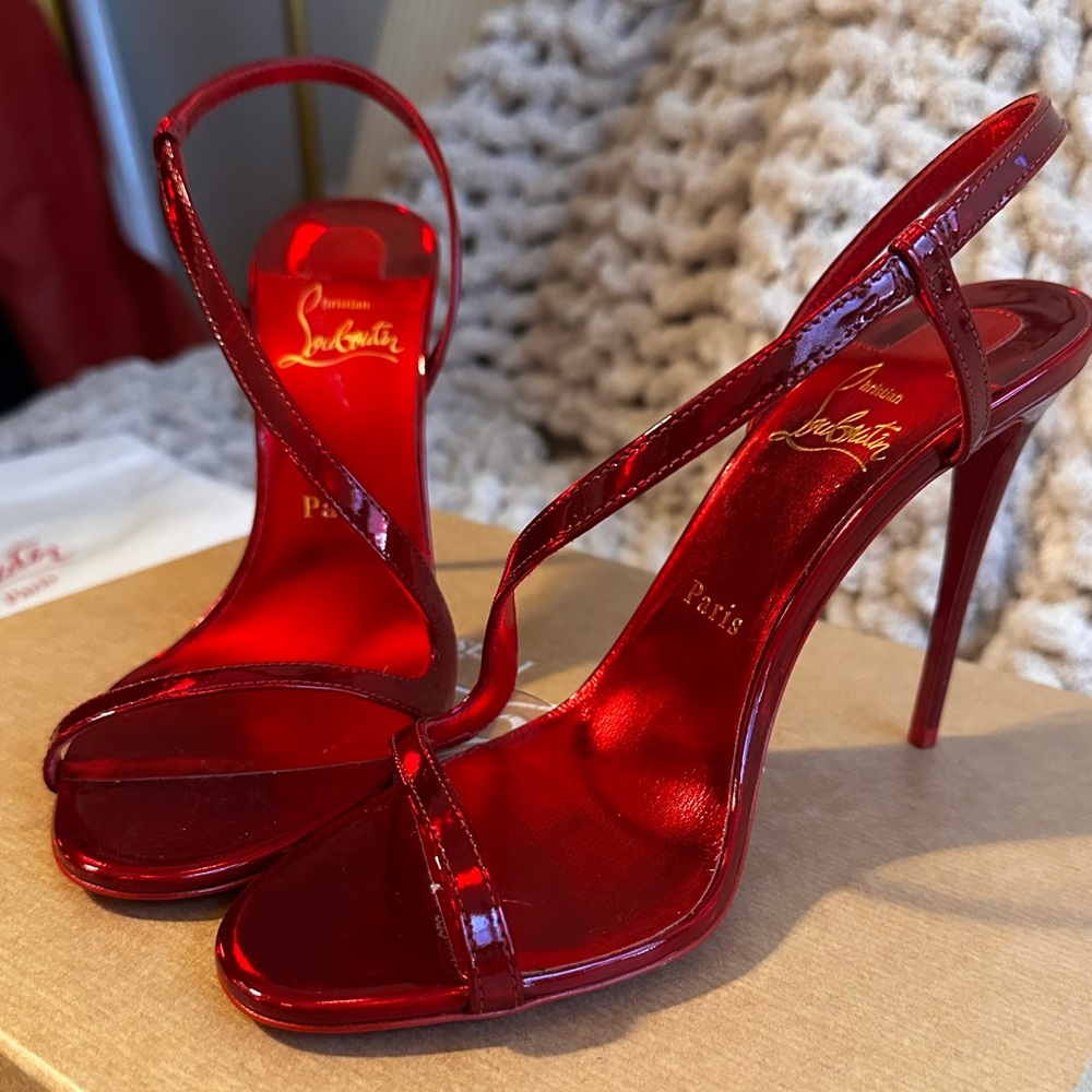 Christian Louboutin Red Rosalie Heeled Sandals